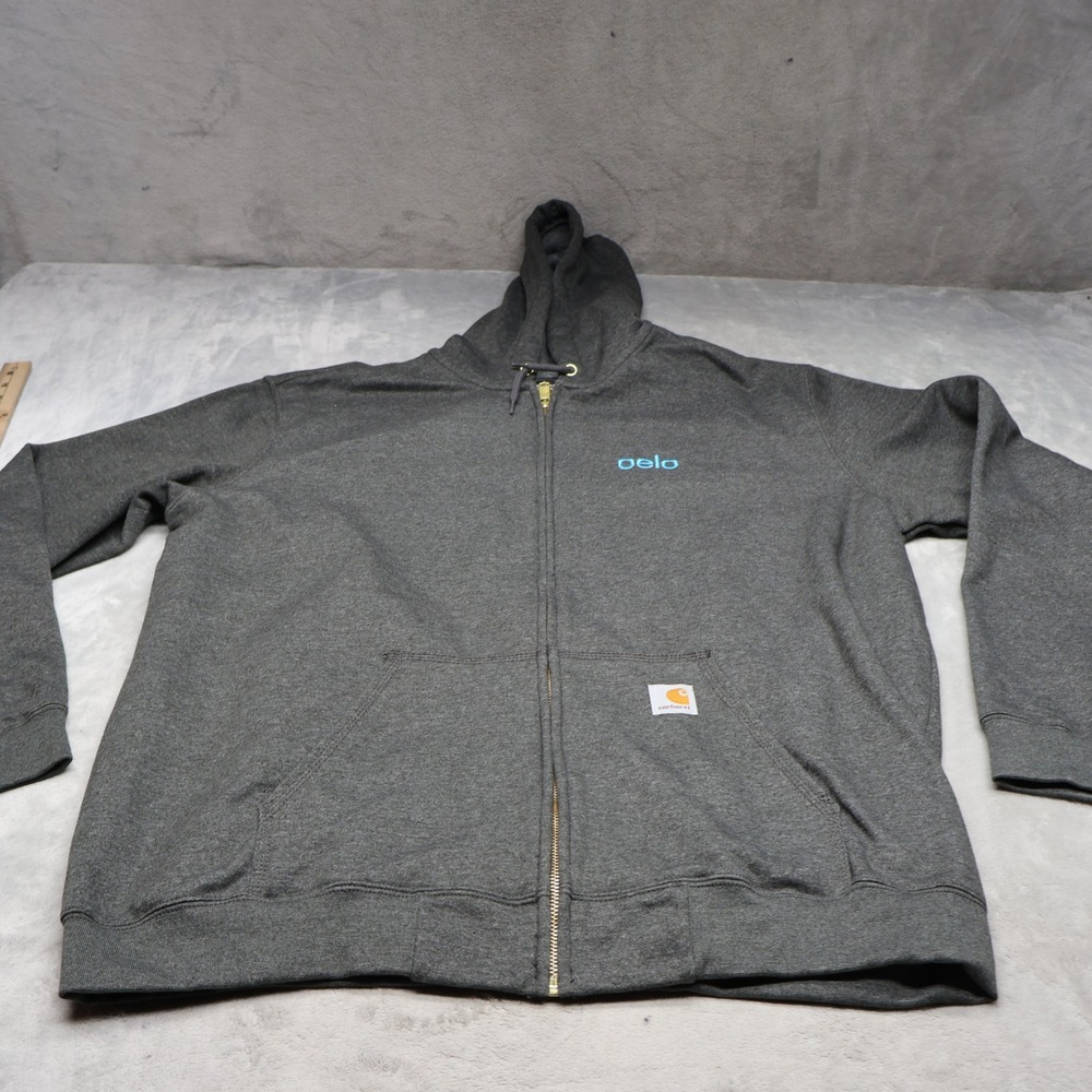 Carhartt Hoodie Mens XL Gray Full Zip Midweight Loose Fit Sweatshirt K122 LOGO
